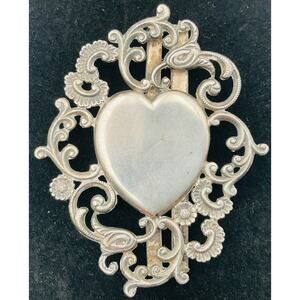Belt Buckle / Sash Antique Art Nouveau Victorian Filigree Heart Sterling Silver